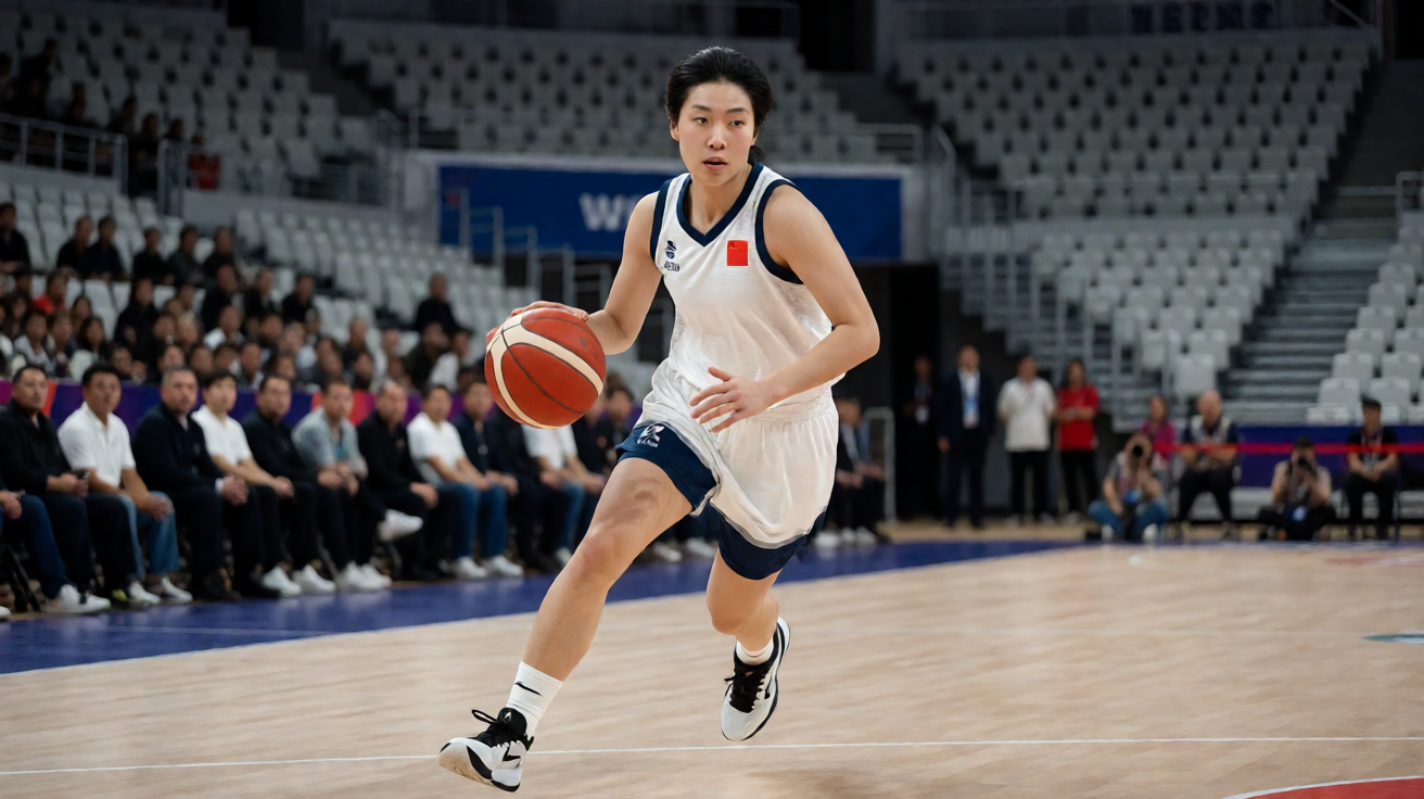 女子篮球比赛现场，WCBA球员在场上竞技